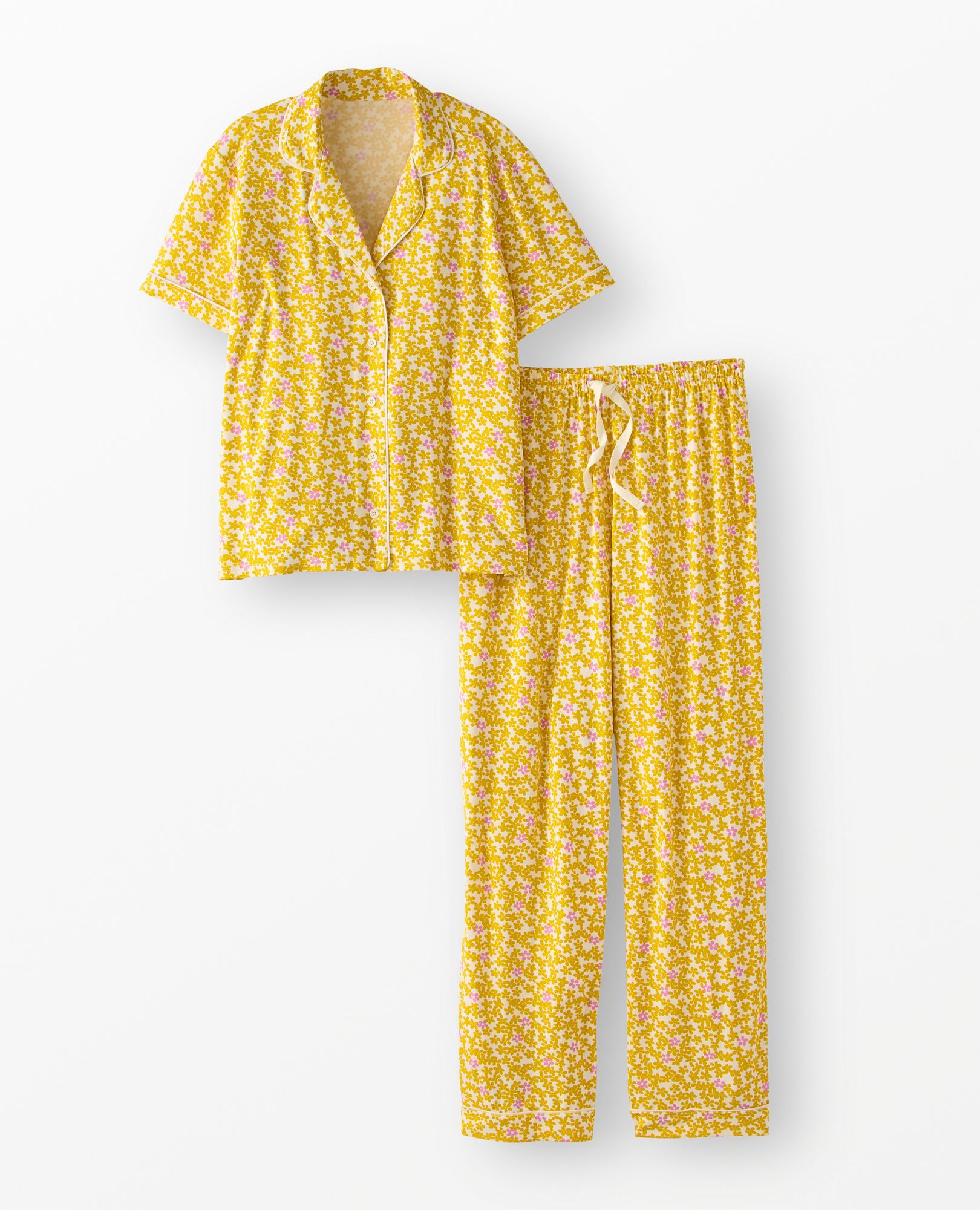 Women's Short Sleeve HannaSoft™ Pajama Set in Scattered Daisies on Ecru - main