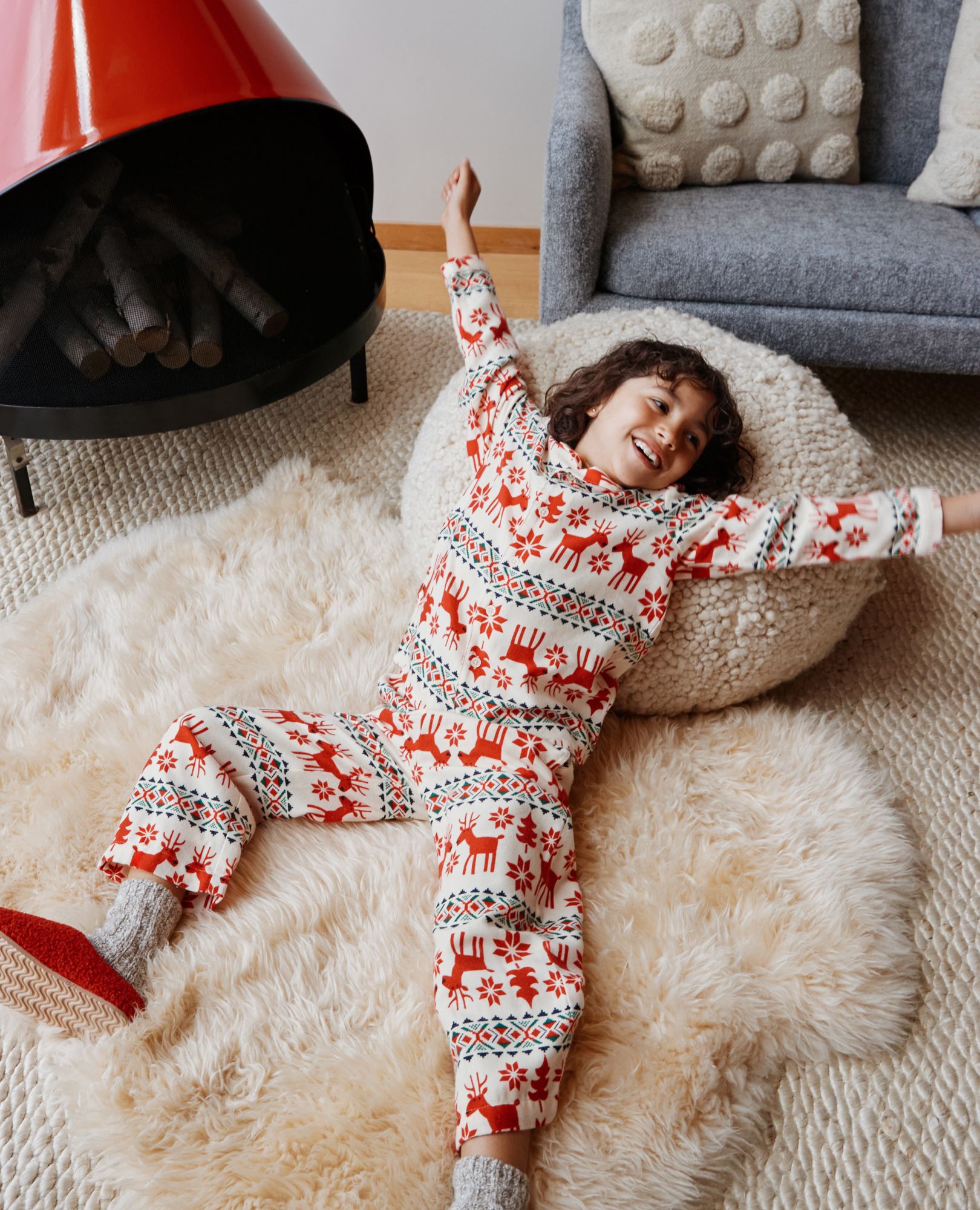 Holiday Flannel Pajama Set in Dear Deer - main
