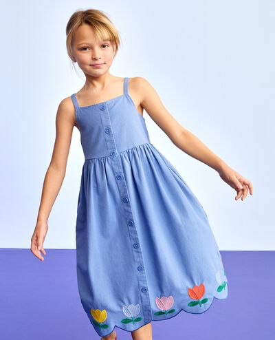 Sleeveless Linen Tulip Midi Dress with Pockets in Horizon Blue - main