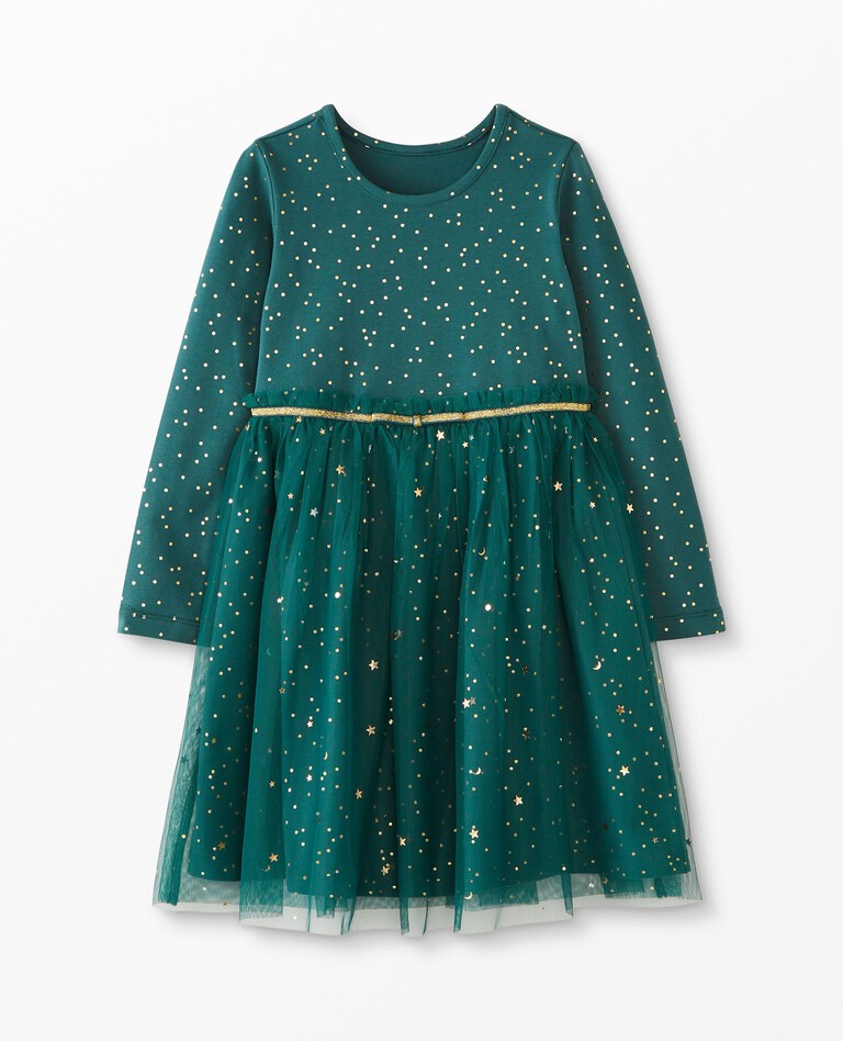Shimmer Star Dress In Soft Tulle in Juniper - main