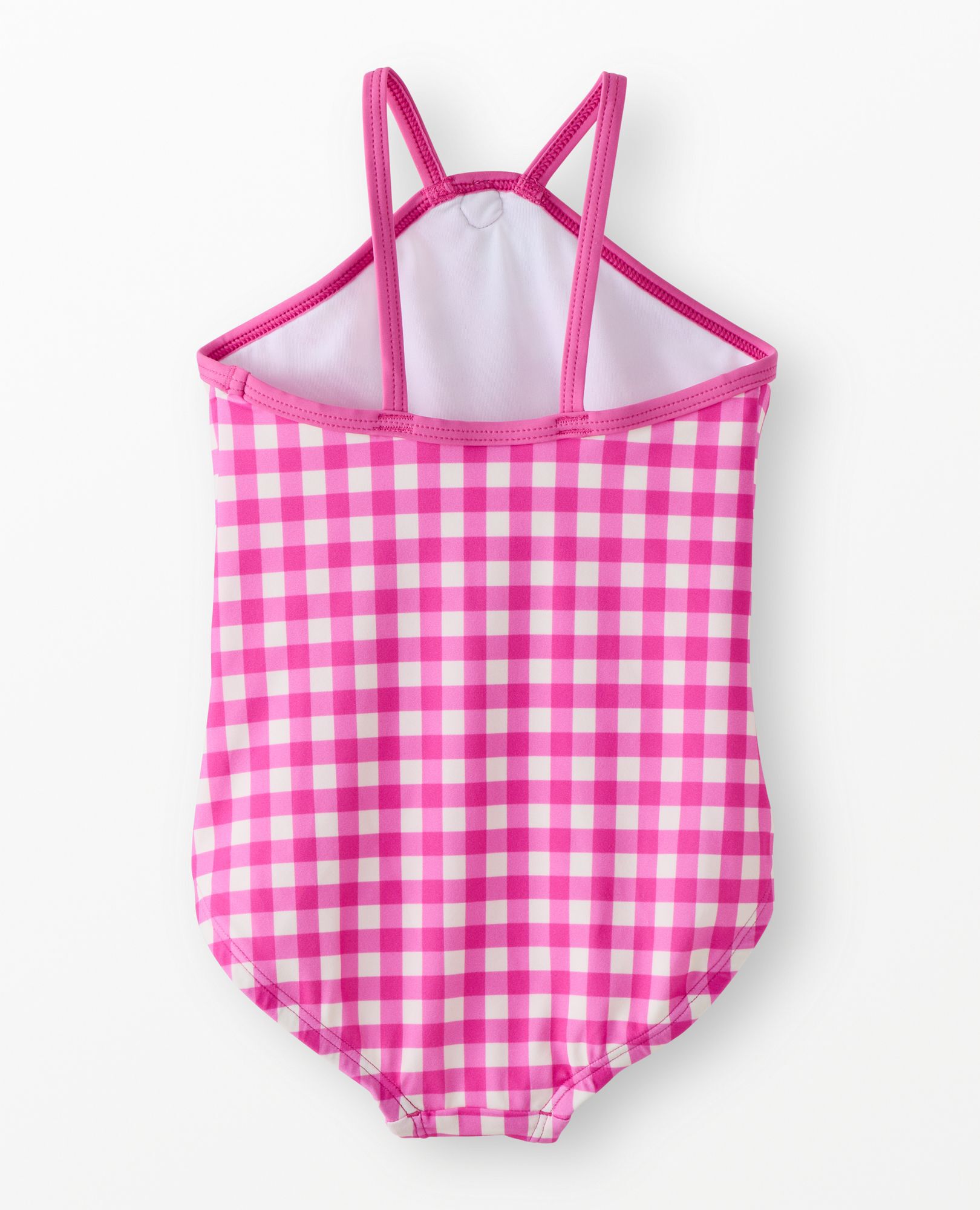 One-Piece Gingham Flower Swimsuit in Pink Gingham - main