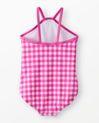 One-Piece Gingham Flower Swimsuit in Pink Gingham - main