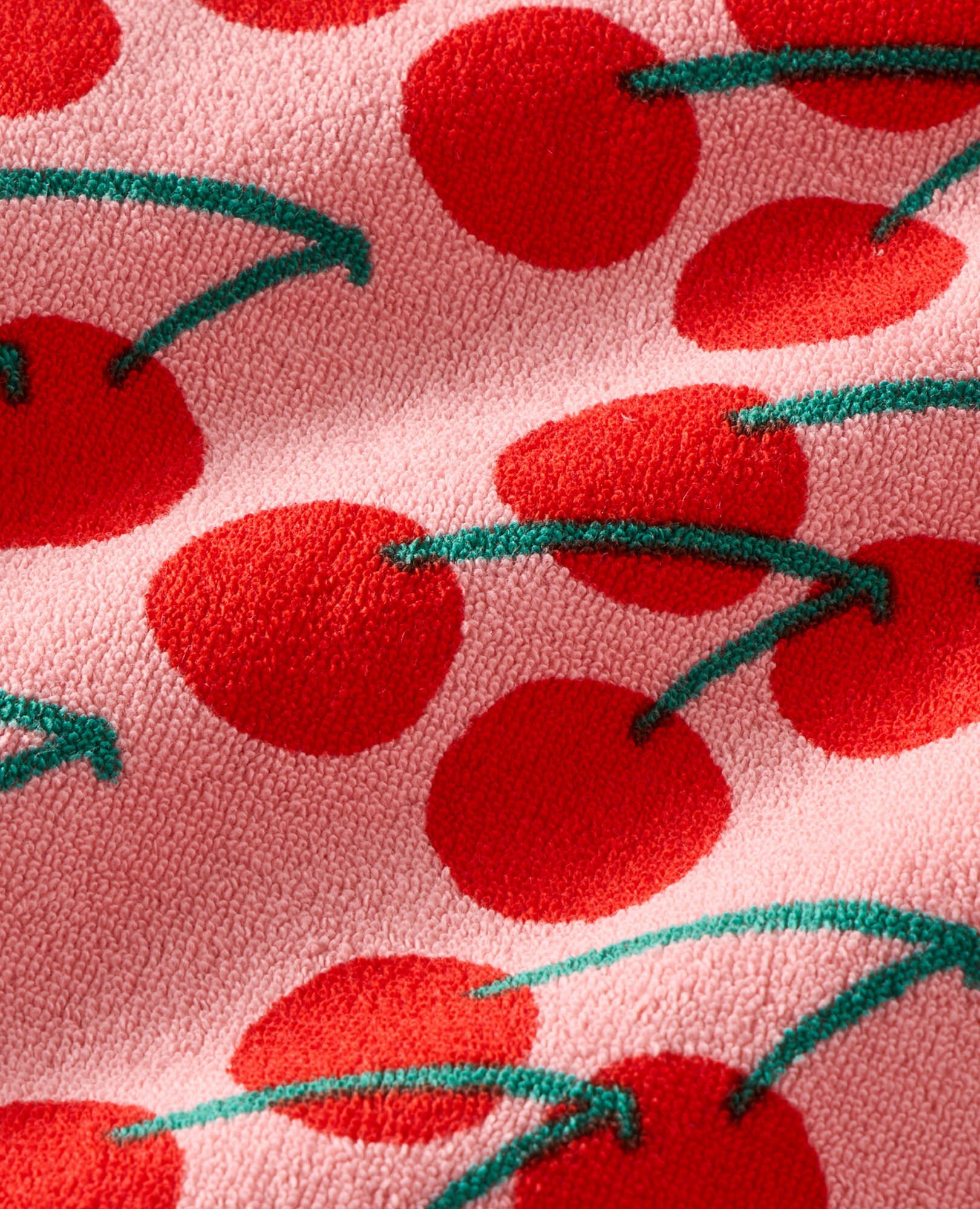 Long Sleeve Loop Terry Hoodie Cover Up in Summer Cherries - main