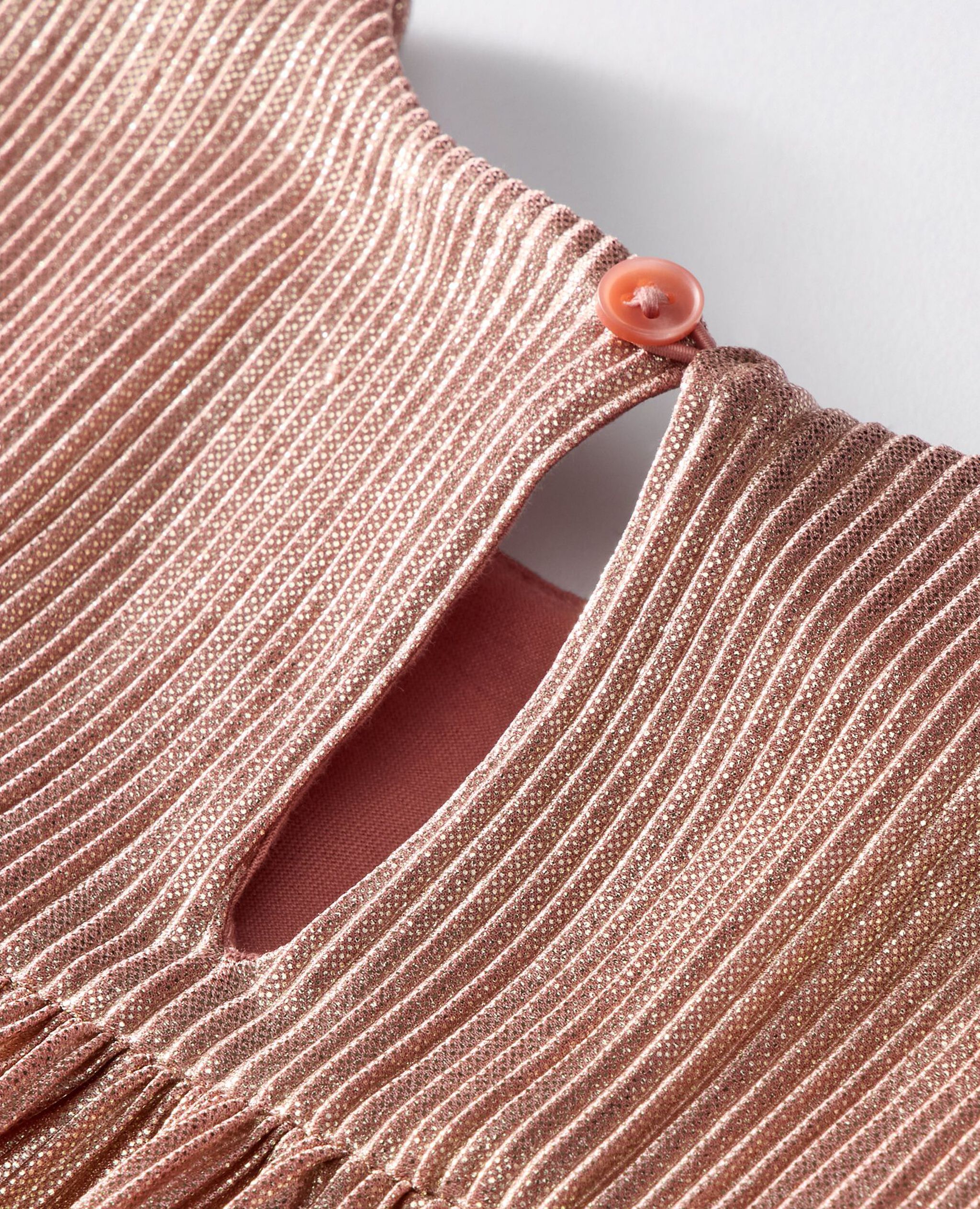 Long Sleeve Metallic Tiered Dress in Pink - main