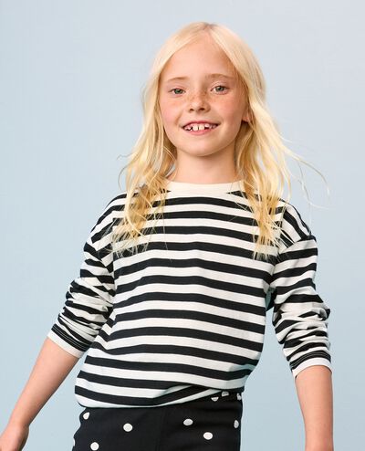 Long Sleeve Relaxed Fit T-Shirt in Black/Ecru - main