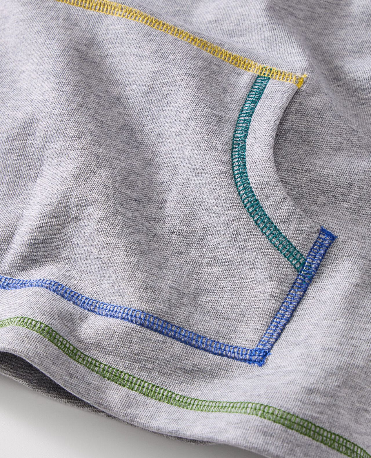 French Terry Sweatshirt & Shorts Set in Heather Grey with Rainbow Stitching - main