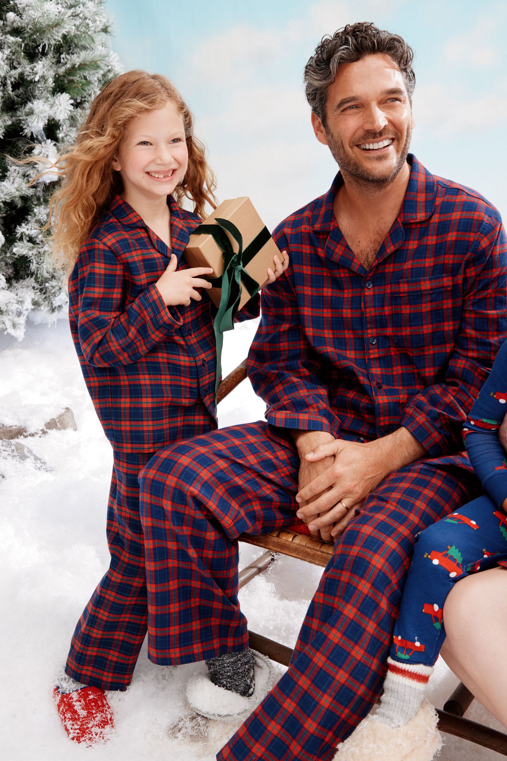 Holiday Flannel Pajama Set in Navy Holiday Plaid - main