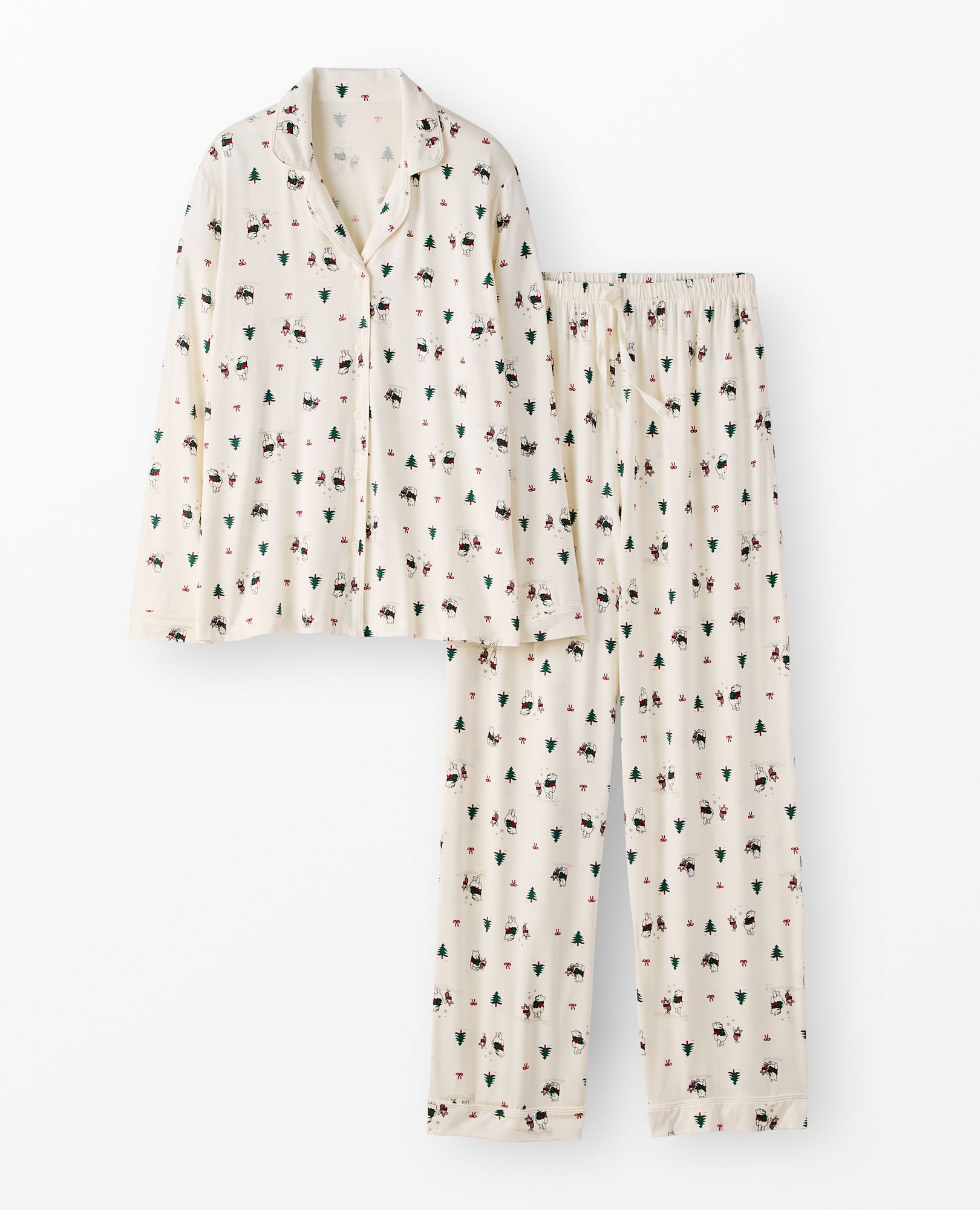 Women's Disney Winnie the Pooh Holiday HannaSoft™ Pajama Set in Winnie the Pooh and Piglet on Ecru - main