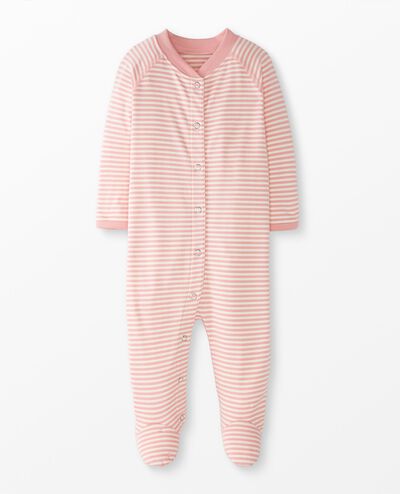 Baby Layette Footed Sleeper in Ecru/Blush Pink - main
