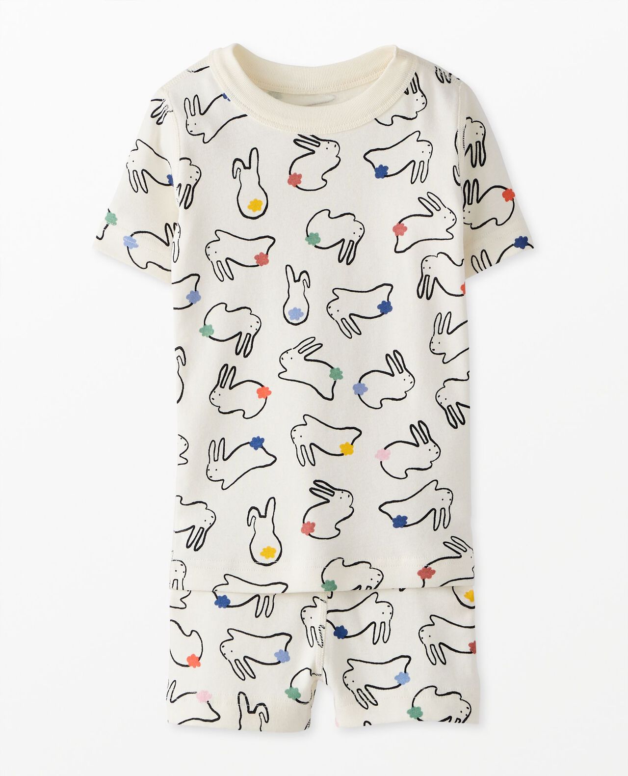 Short John Pajama Set in Cotton Tales on Ecru - main