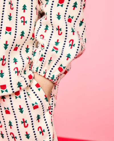 Holiday Flannel Bib Pajama Set in Christmas Stripes - main