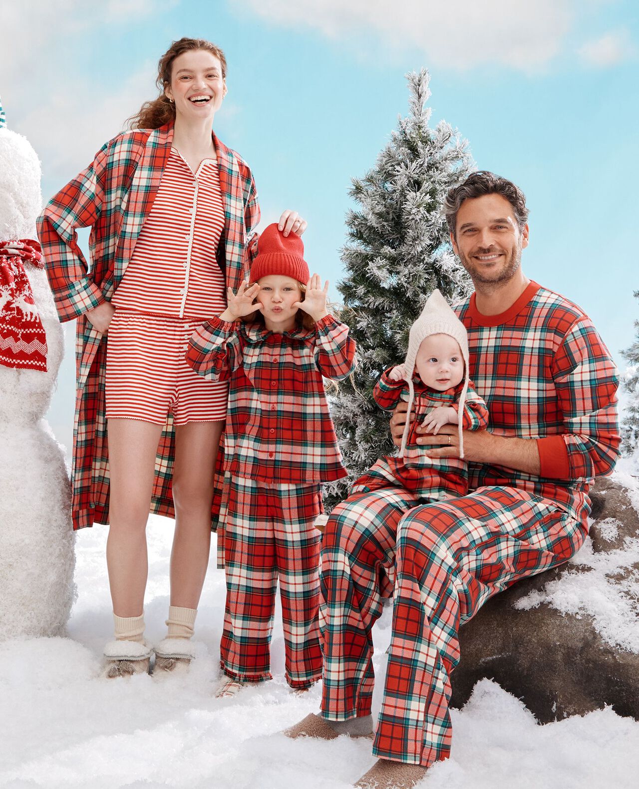 Adult Holiday Flannel Robe in Red Holiday Plaid - main