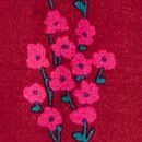 Long Sleeve Ruffle Skater Dress with Pockets in Flower Rows on Beet Red - swatch