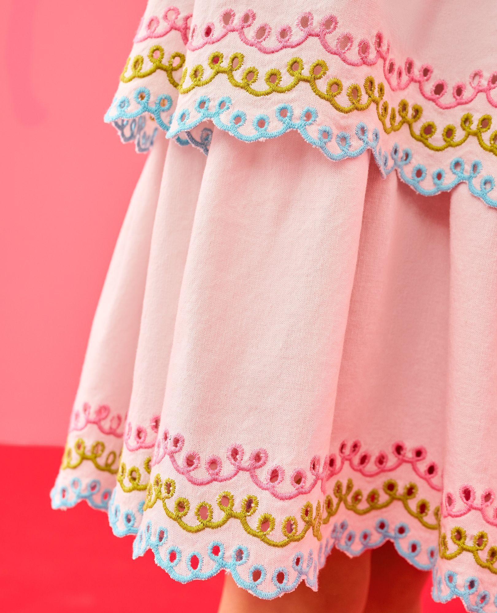 Sleeveless Embroidered Tiered Dress in Rose Veil - main