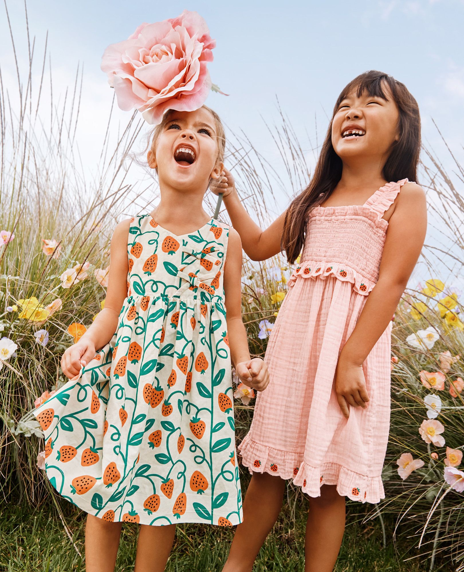 Sleeveless Strawberry Wrap Dress with Pockets in Strawberry Season - main