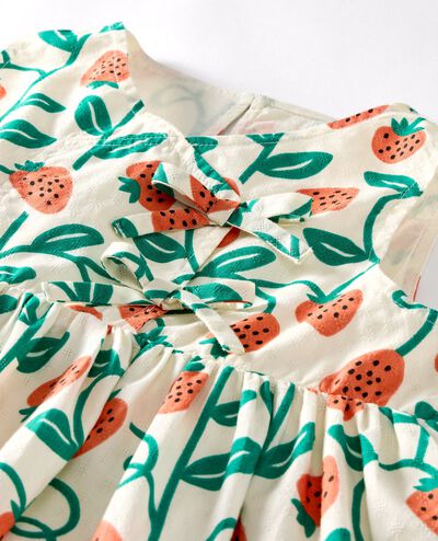 Sleeveless Strawberry Wrap Dress with Pockets in Strawberry Season - main