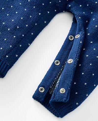 Baby Holiday Sweater Romper in Dear Deer on Navy - main