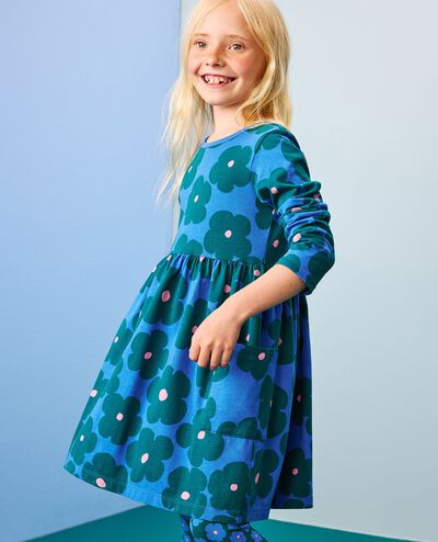 Long Sleeve Playground Dress with Pockets in Floral on Bluest Sky - main