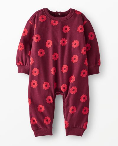 Baby Holiday Oversized French Terry Romper in Sugar Cookies on Red - main