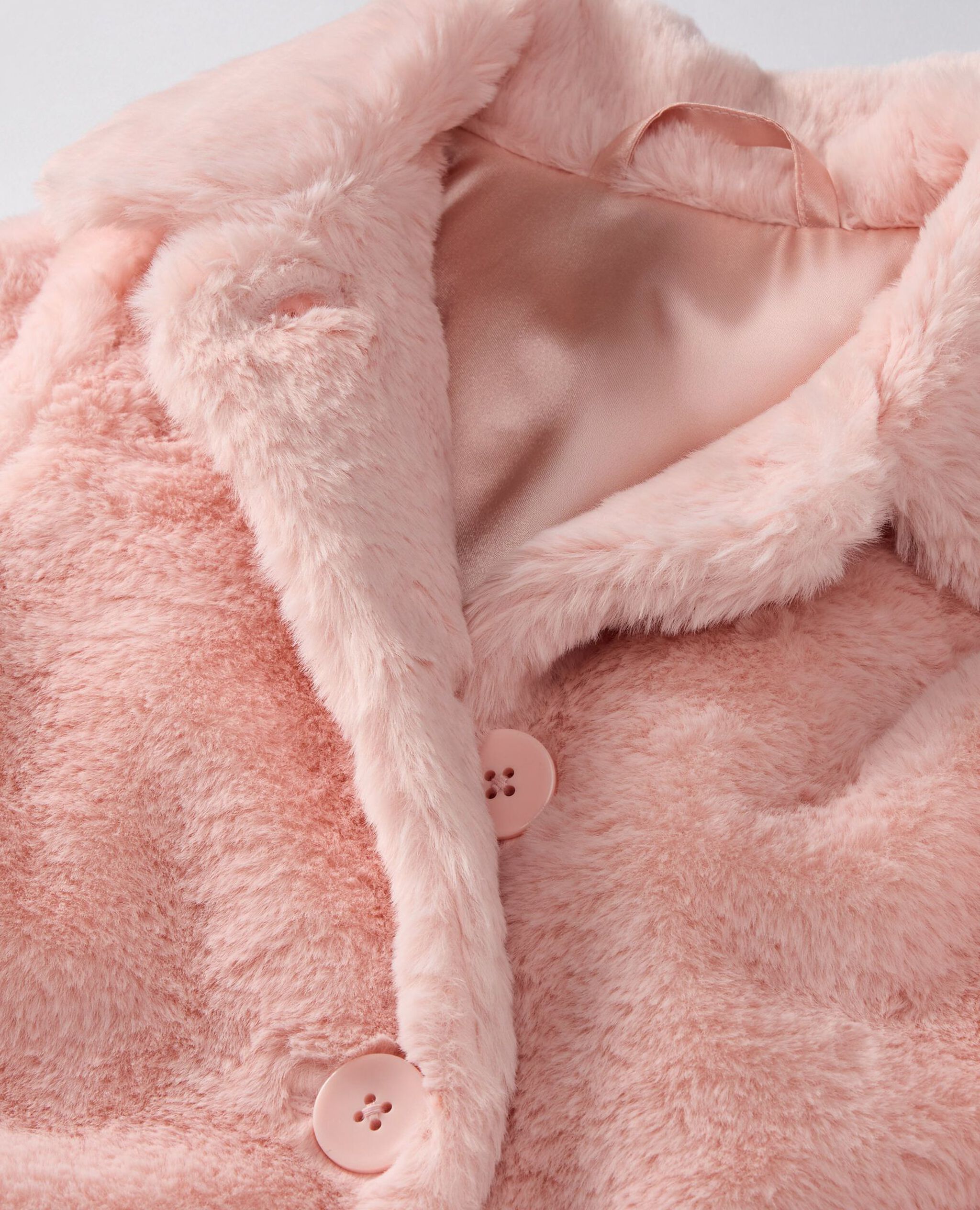 Faux Fur Coat in Pink Cream - main
