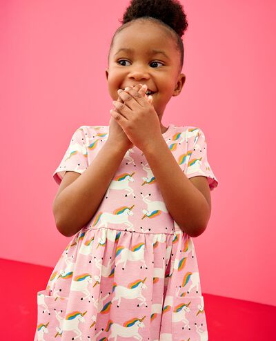 Playground Dress with Pockets in Unicorn on Pink - main