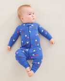 Baby Zip Sleeper in Mini Hearts on Blue - main