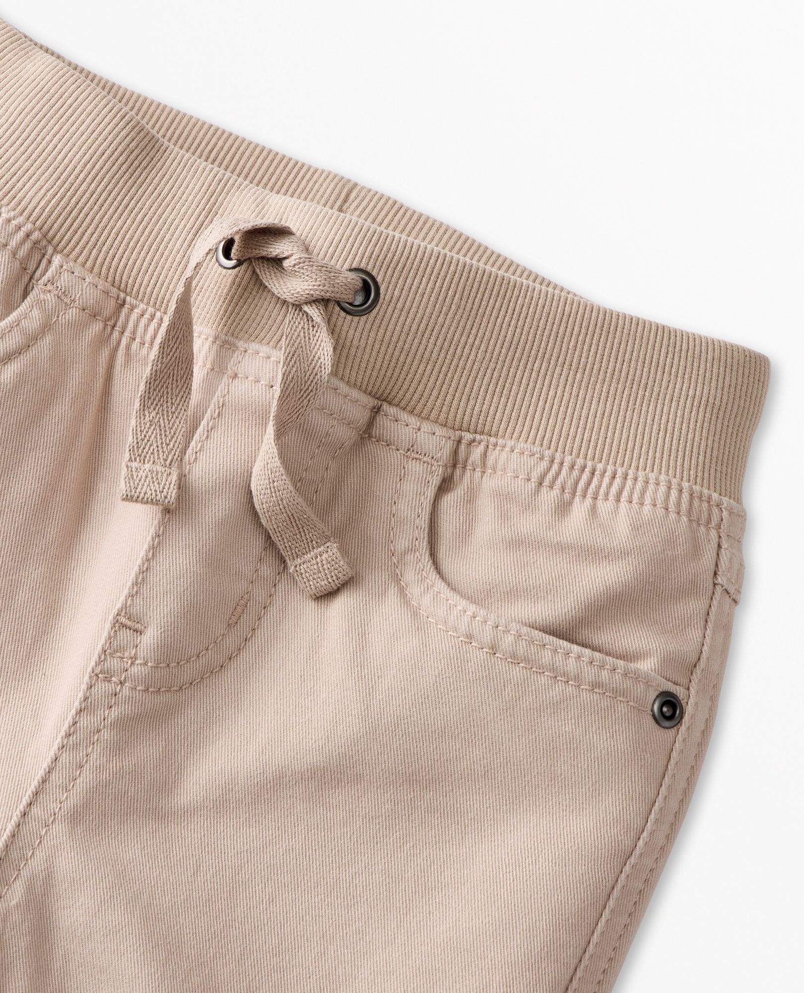 Slim Fit Twill Pull-On Pants in Khaki Sand - main