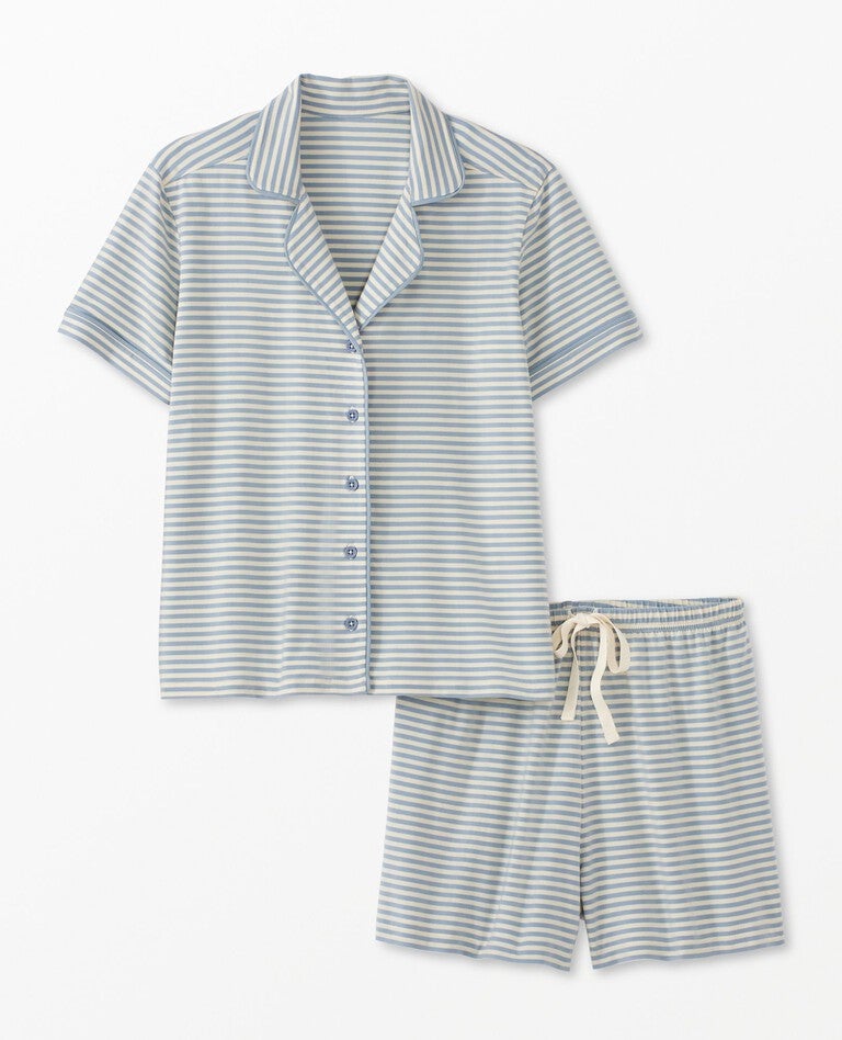 Women's Short Sleeve Pajama Set in HannaSoft™ in Ecru/North Air - main