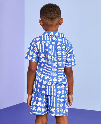 Disney Mickey Mouse Poplin Button Up Shirt & Shorts Set in Mickey Mouse Sail Patchwork Blue - main