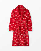 Adult Recycled Microfleece Robe in Little Deer On Hanna Red - main