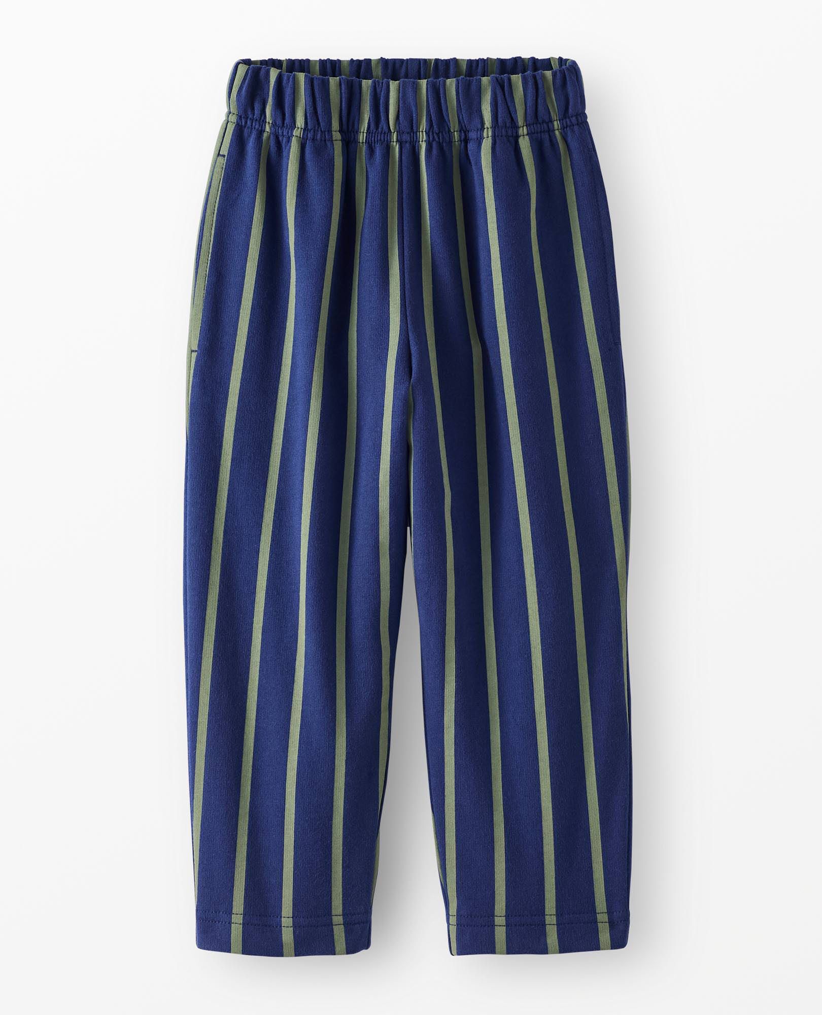French Terry Tapered Pants in Navy Blue/Green Olive - main