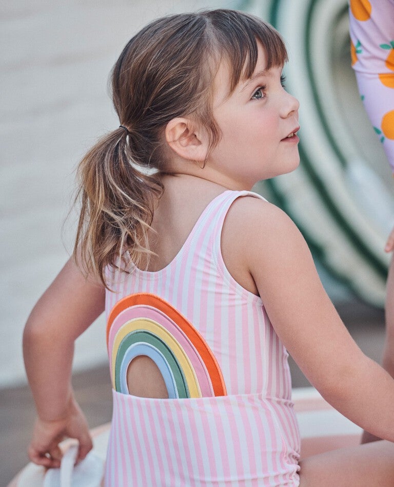 One-Piece Rainbow Back Swimsuit in Pink Lilac/Hanna White - main