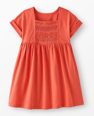 Dolman Sleeve Smocked Dress with Pockets in Sun Fire - main
