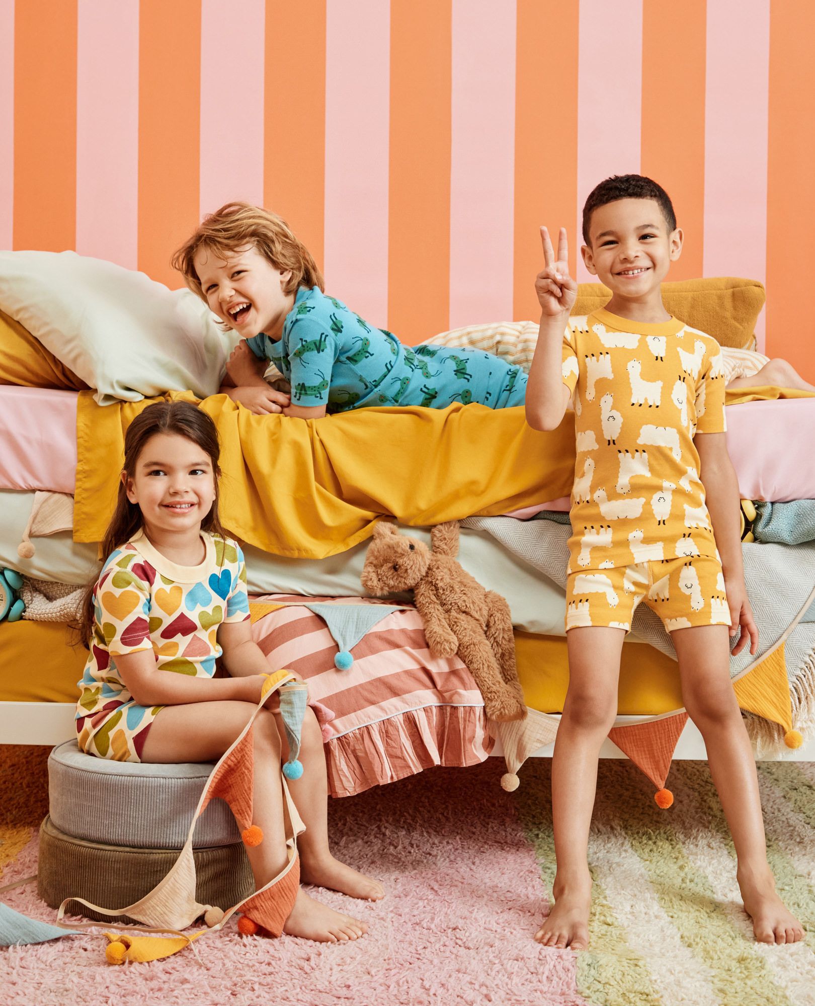 HannaJams™ Pajama Set in Multi Hearts on Almond Oil - main