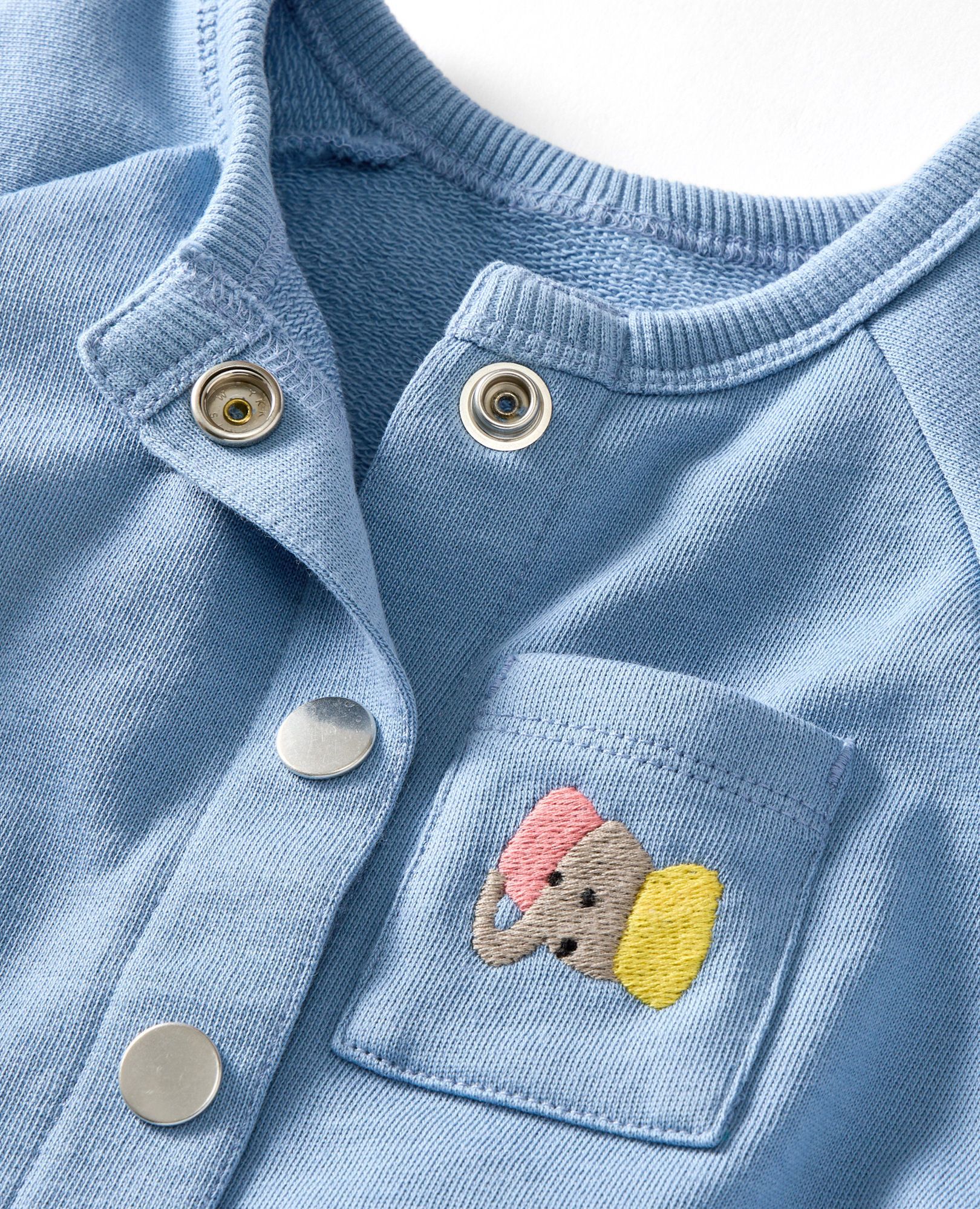 Baby Oversized French Terry Snap Jacket in Forever Blue - main