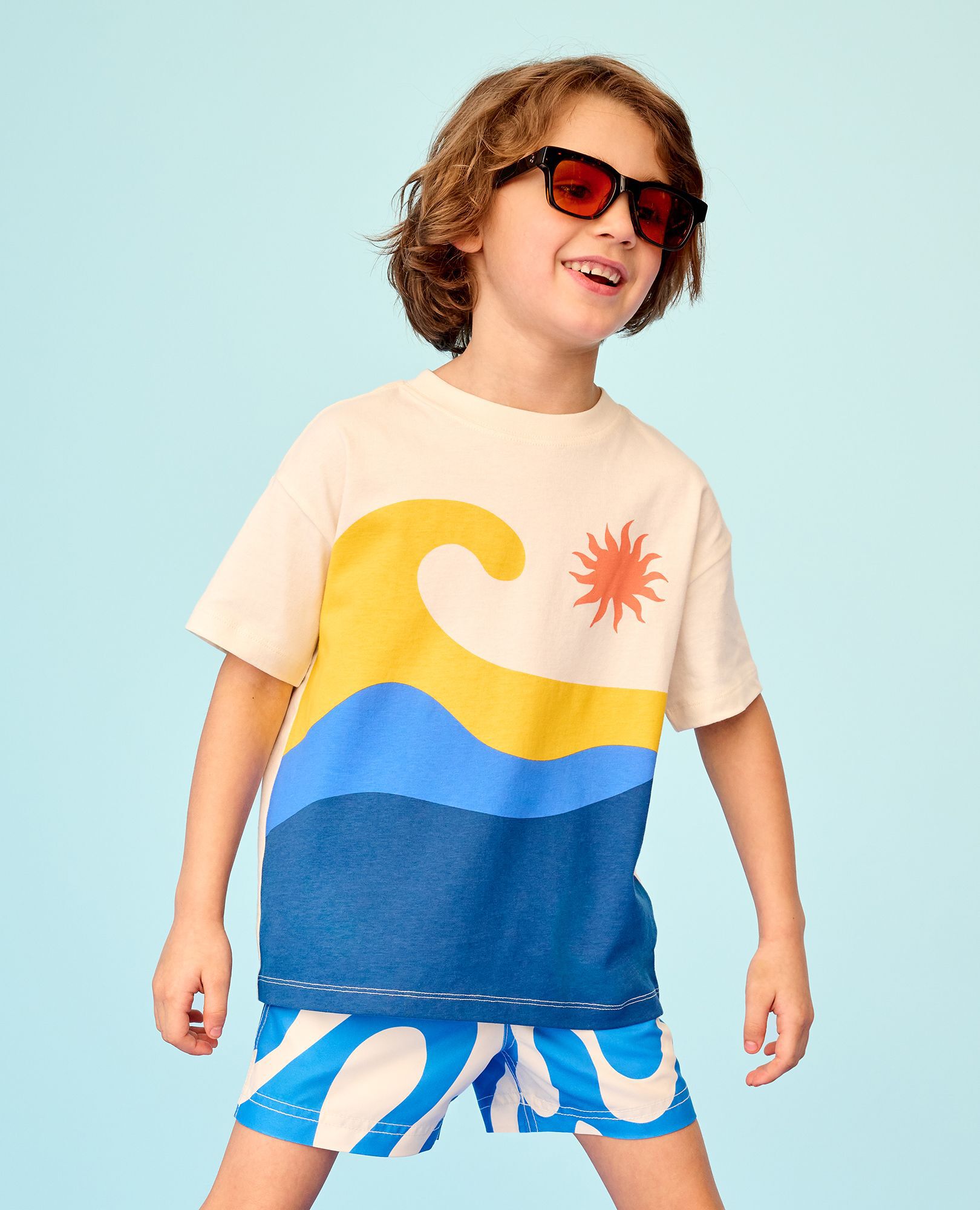 Relaxed Fit Colorblock Wave T-Shirt | Hanna Andersson