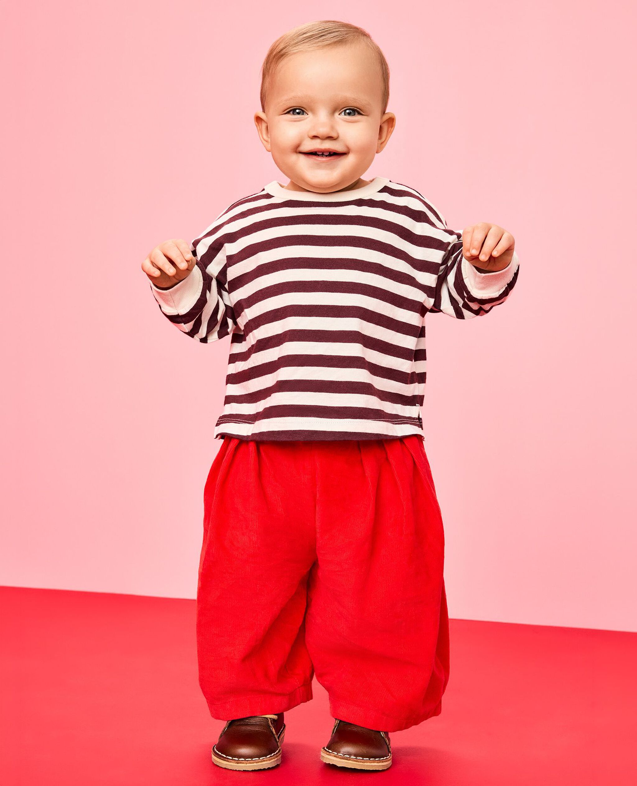 Baby Corduroy Barrel Pants in Ribbon Red - main