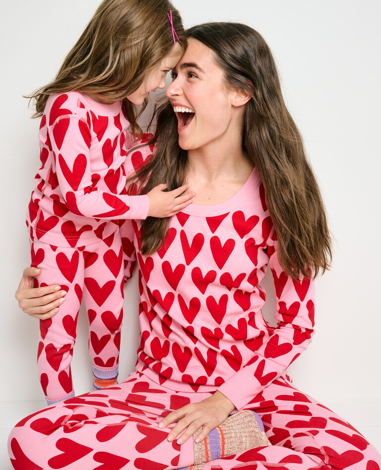 Hearts On Hearts Matching Pajama Set in  - main