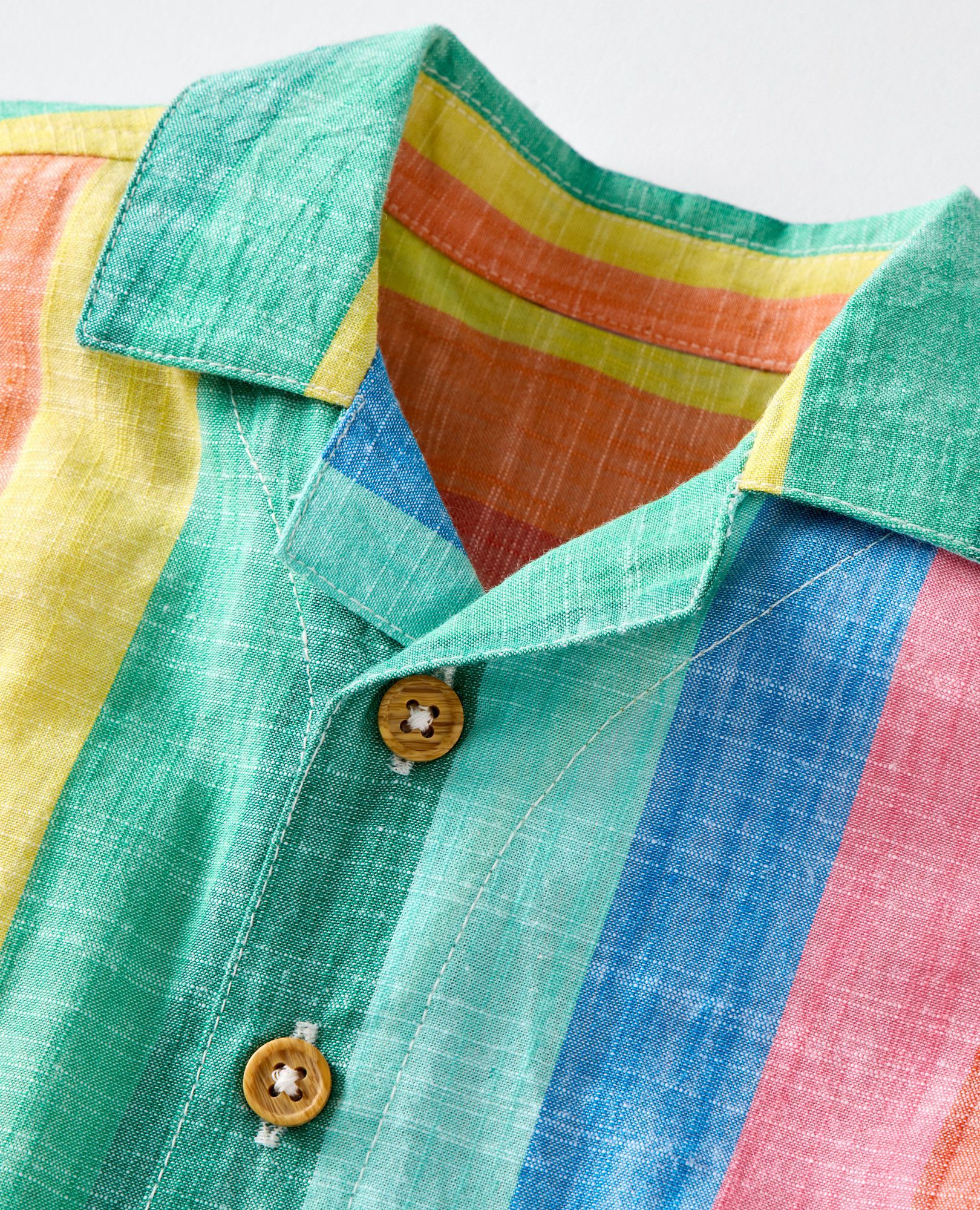 Baby Poplin Button Up Shirt & Shorts Set in Bright Rainbow Stripe - main