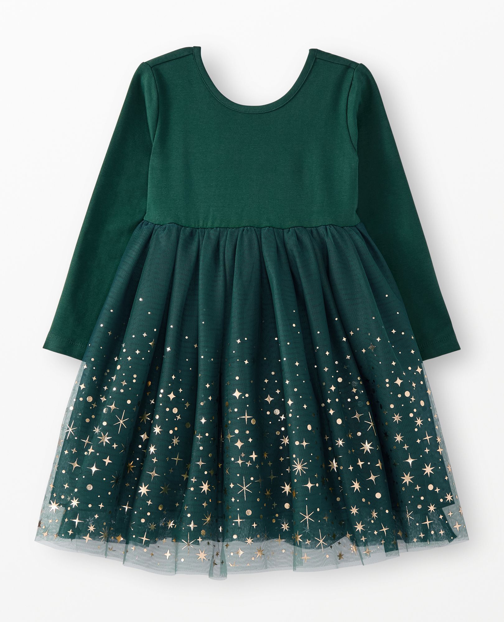 Long Sleeve Shimmer Tulle Dress in Ponderosa Green - main