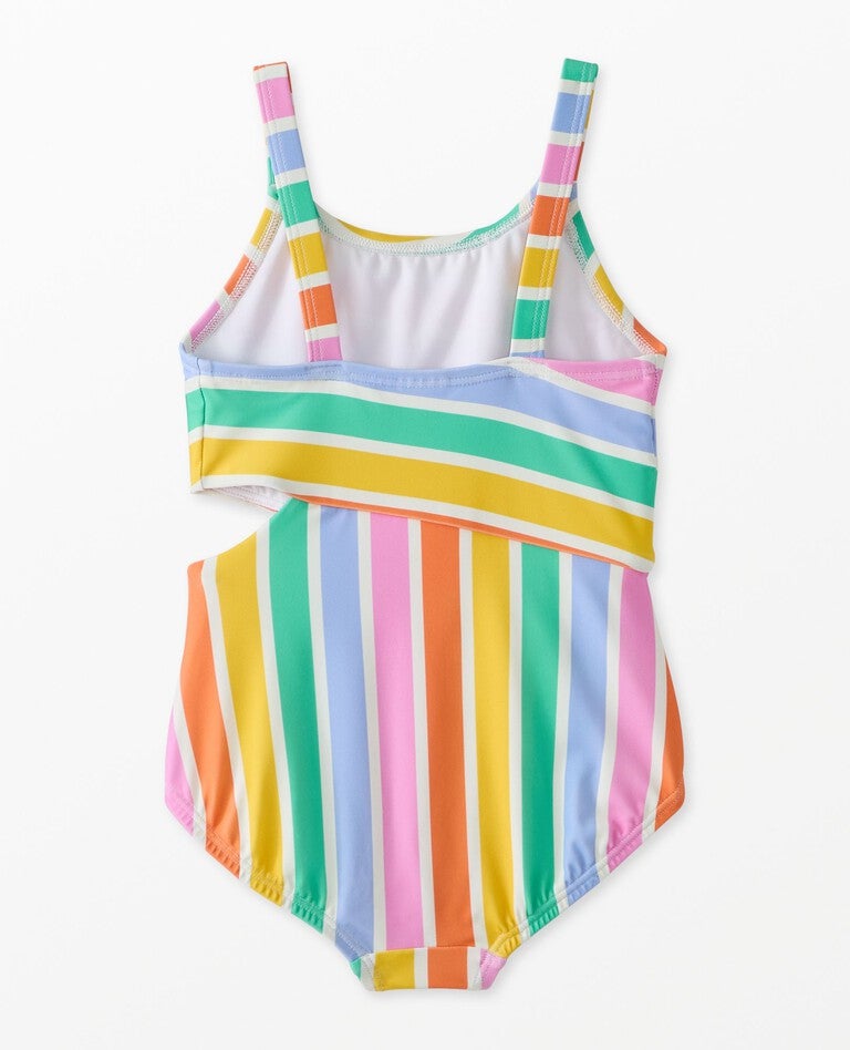 One-Piece Cut-Out Swimsuit in Colorful Rainbow Stripe - main
