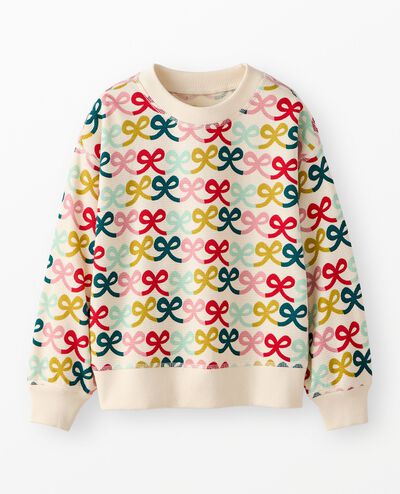 Holiday Waffle Crewneck in Multi Bows - main
