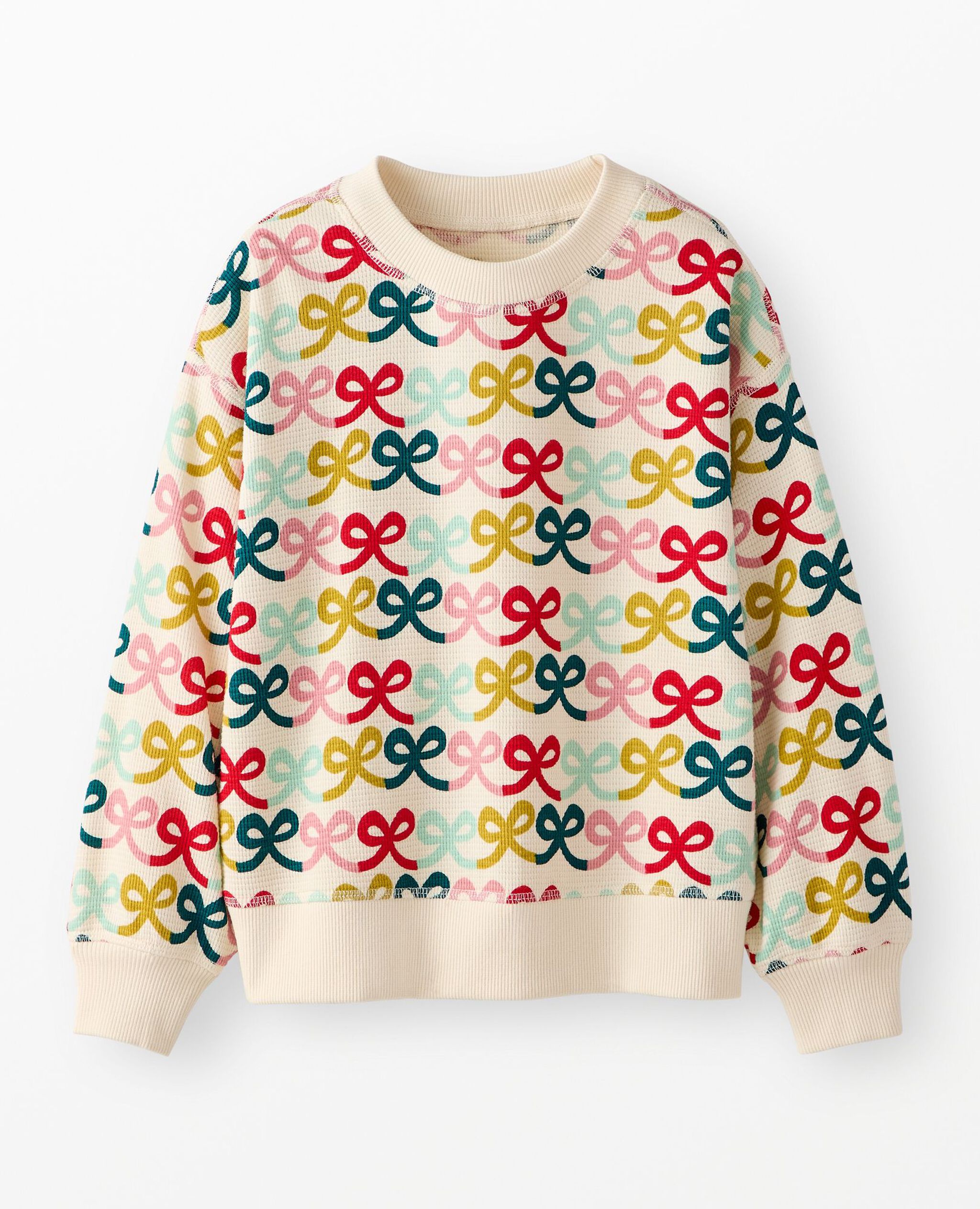 Waffle Crewneck in Multi Bows - main