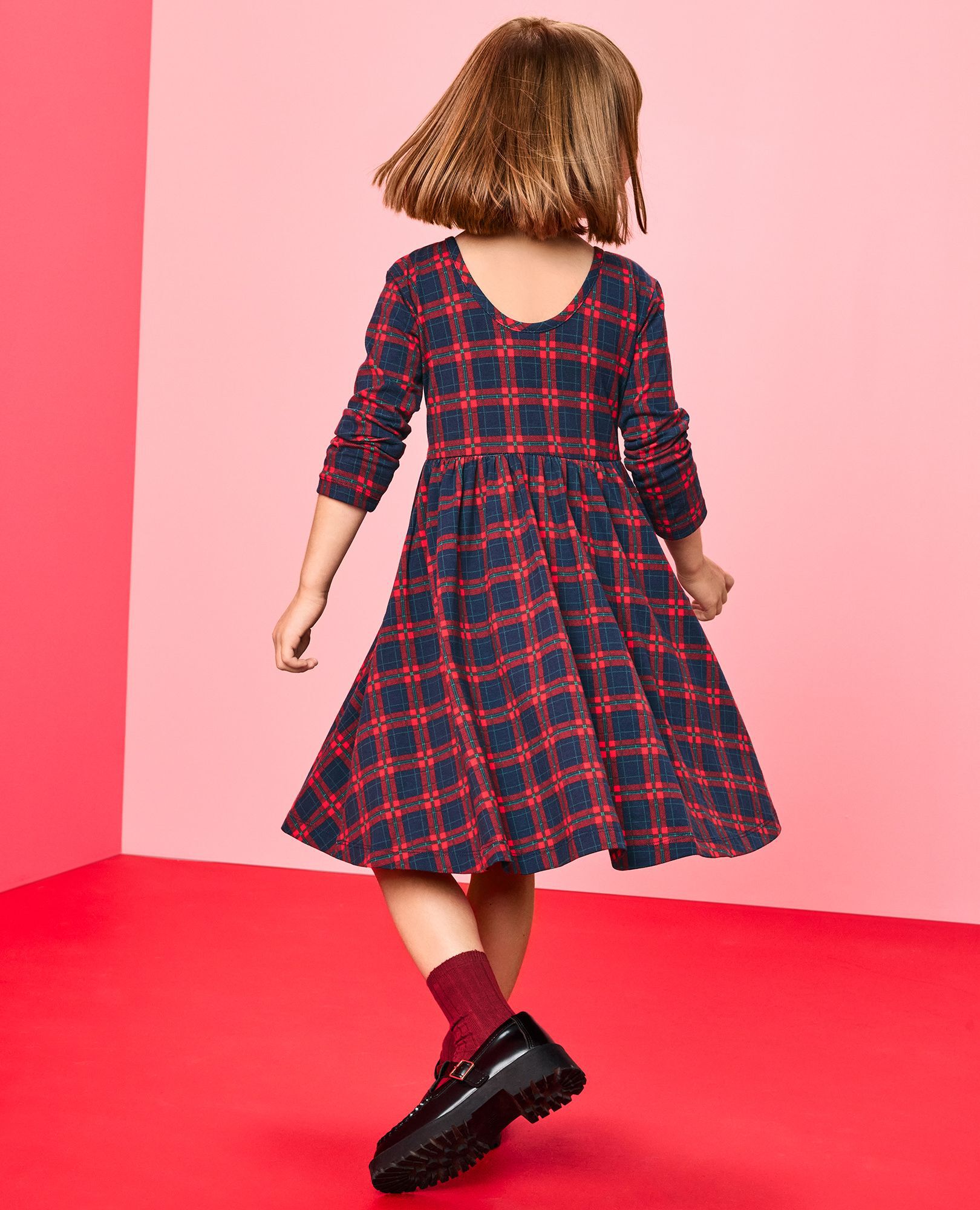 Long Sleeve Plaid Skater Dress with Pockets | Hanna Andersson
