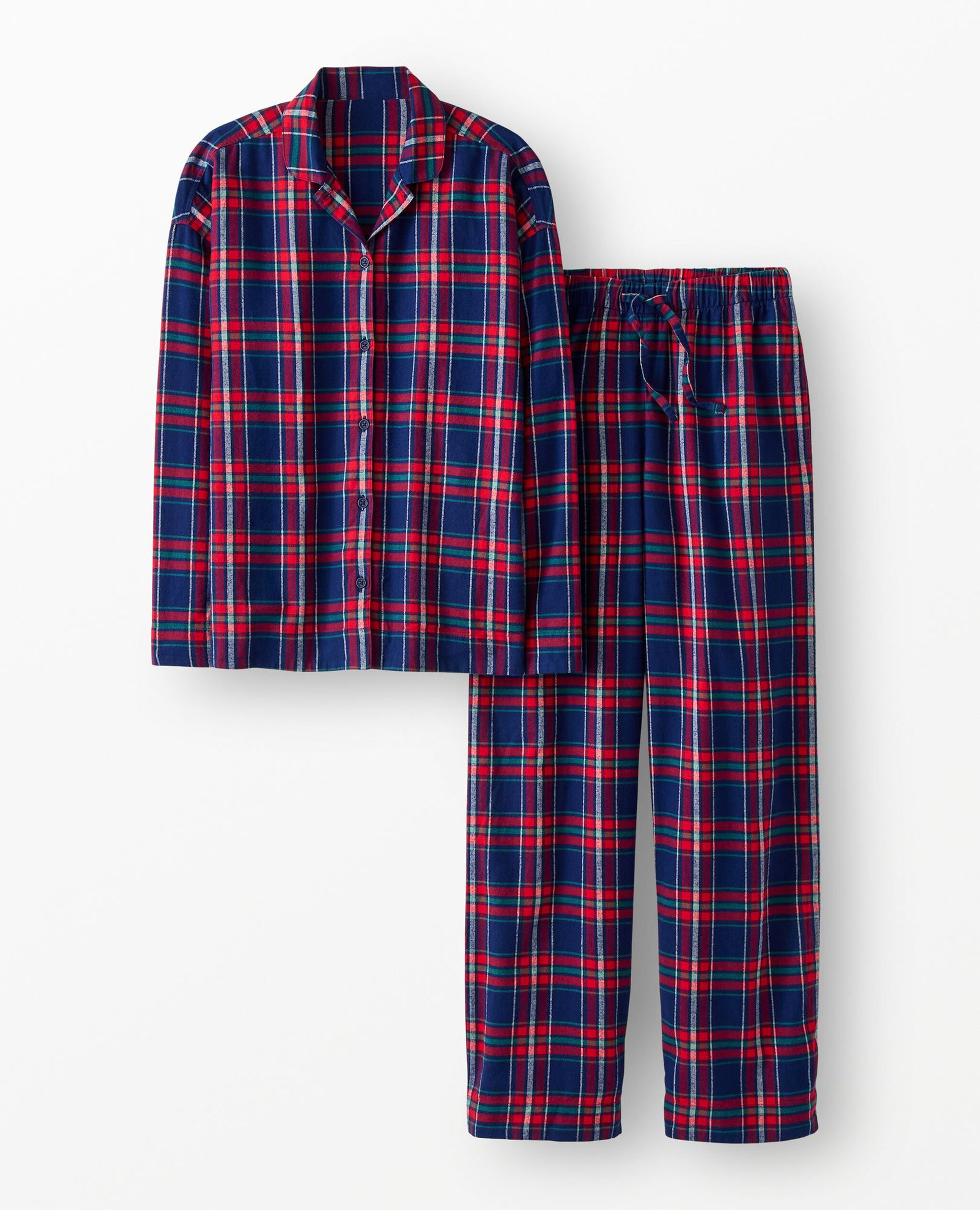 Women's Holiday Flannel Pajama Set in Navy Plaid - main