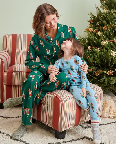 Adult Dr. Seuss Grinch Flannel Pajama Top in Grinch Presents on Green - main