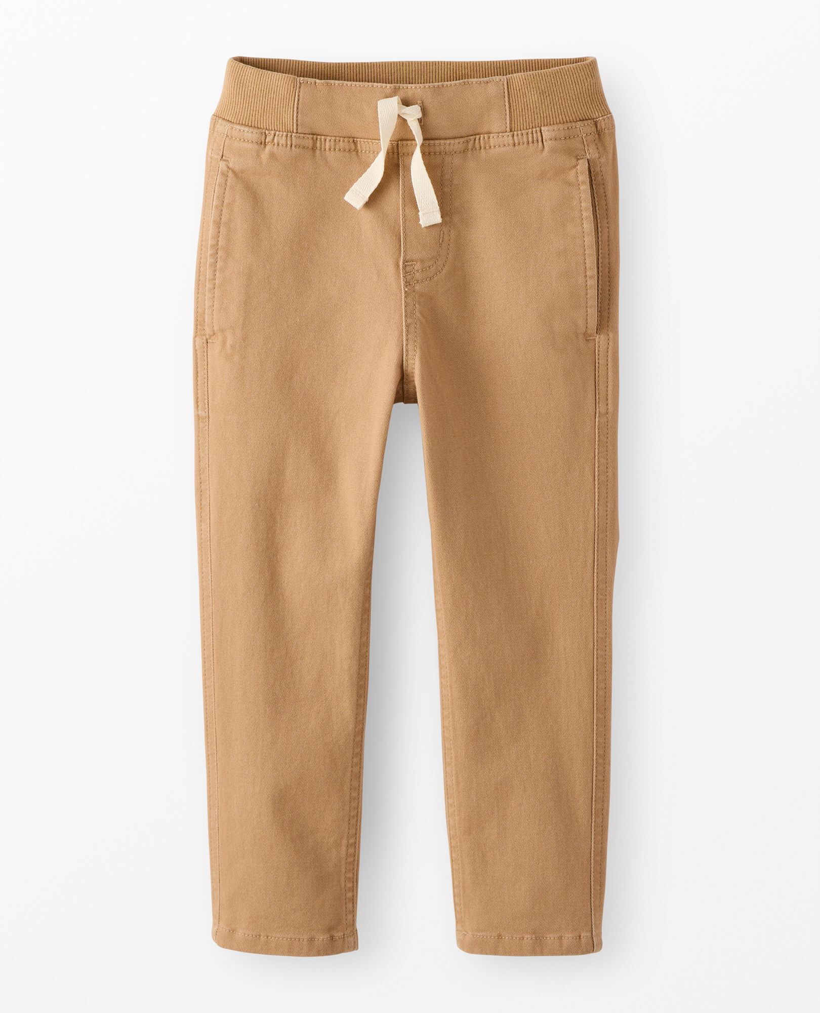 Slim Fit Twill Pull-On Pants in Warm Khaki - main