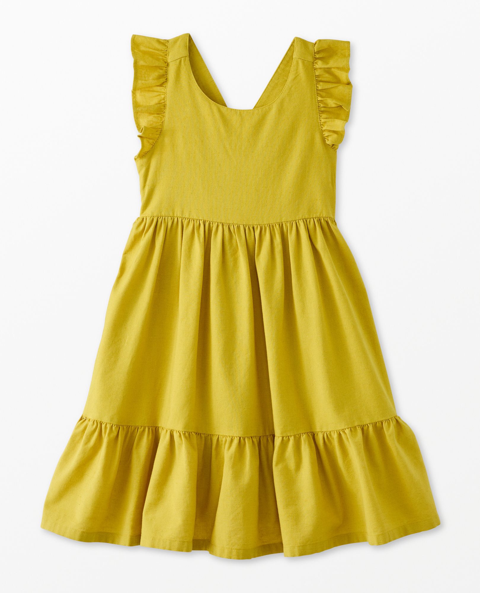 Ruffle Sleeve Linen Dress in Parakeet Green - main