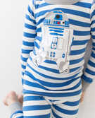Star Wars™ Stripe Long John Pajamas In Organic Cotton in Blue/White R2-D2 - main