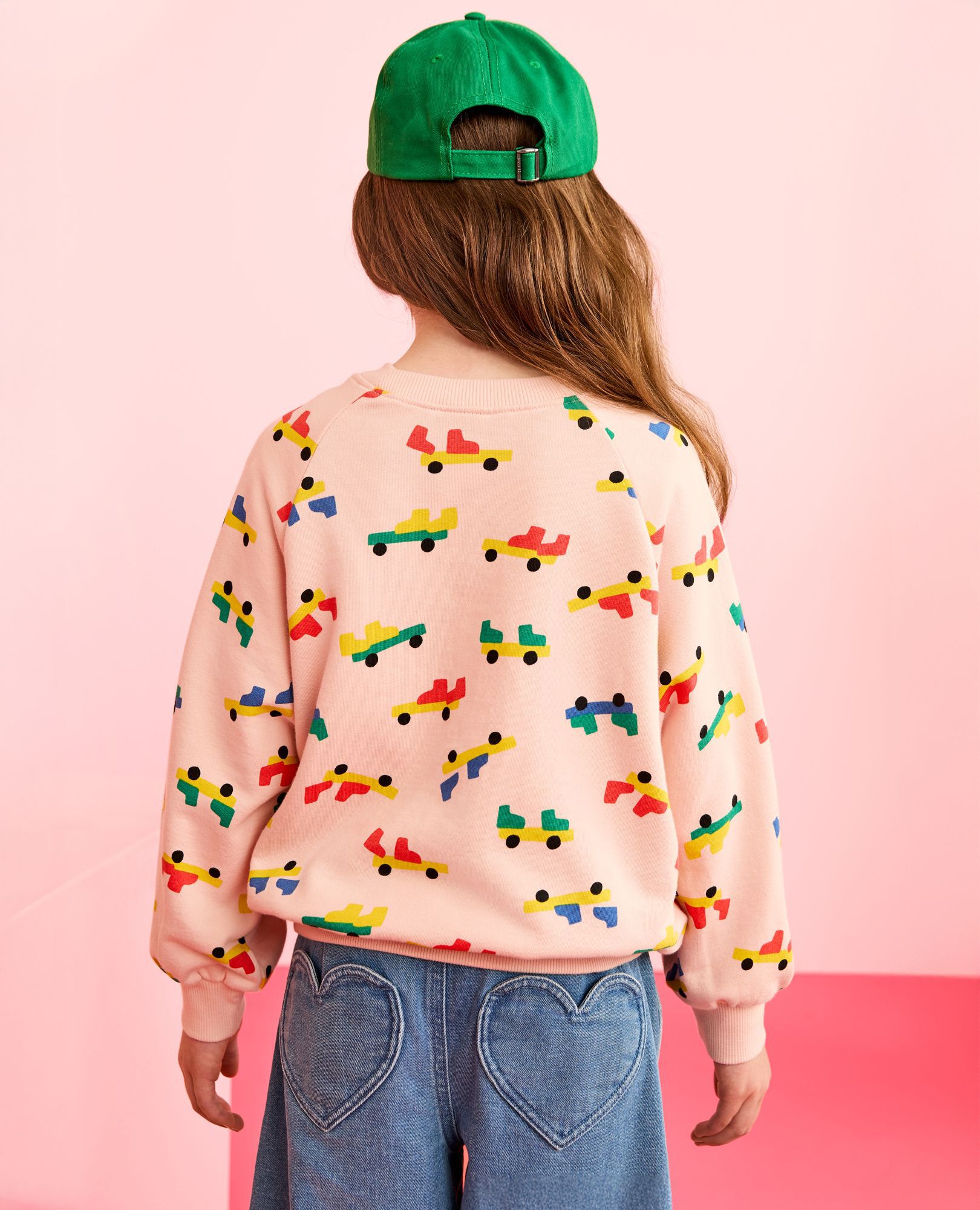 Oversized French Terry Bubble Sweatshirt in Skateboarding on Pink - main